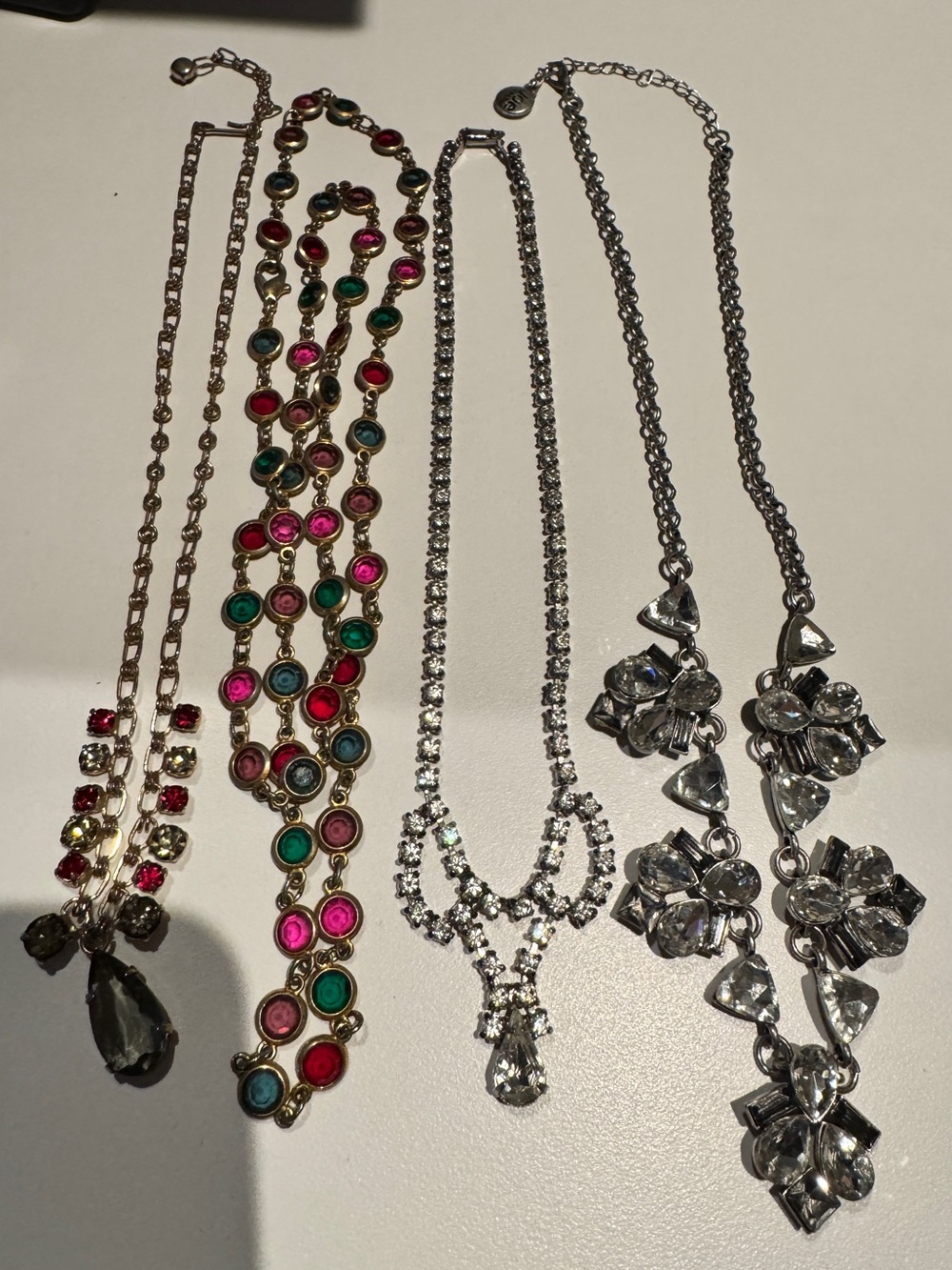 Vintage Rhinestone & Crystal Statement Necklace Lot (4 Pieces)